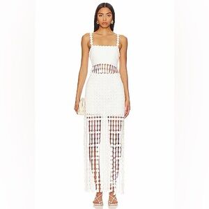 SAYLOR White Crochet Fringe Two-Piece Skirt Set NWT